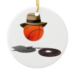 Basketball With Fedora and Whip Christmas Tree Ornament