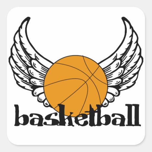 Basketball with Wings Square Stickers