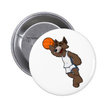 Basketball Wolf Pinback Button