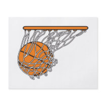 basketball woosh ball in net vector illustration full color flyer