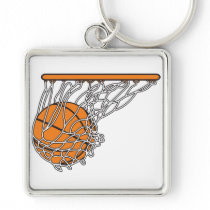 basketball woosh ball in net vector illustration keychains