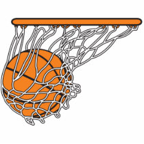 basketball woosh ball in net vector illustration cut outs
