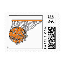 basketball woosh ball in net vector illustration postage stamp