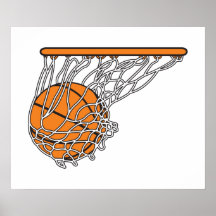 basketball woosh ball in net vector illustration posters