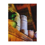 Baskets and Barrels in Attic Postcard