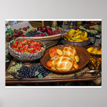Baskets of Fruit and Brea Print