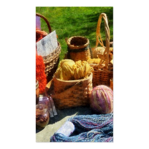Baskets of Yarn at Flea Market Business Card Template (back side)