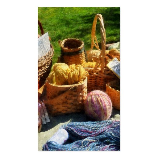 Baskets of Yarn at Flea Market Business Card Template (back side)