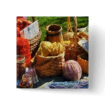 Baskets of Yarn at Flea Market Pin