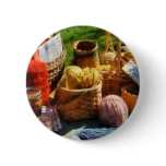 Baskets of Yarn at Flea Market Button