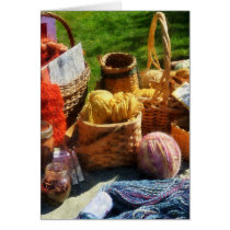 Baskets of Yarn at Flea Market Greeting Cards