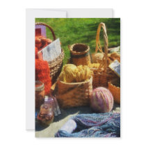 Baskets of Yarn at Flea Market Custom Invitation