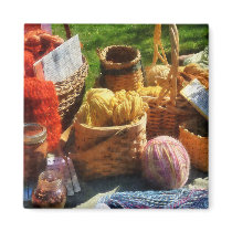 Baskets of Yarn at Flea Market Refrigerator Magnet