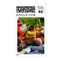 Baskets of Yarn at Flea Market Postage Stamp