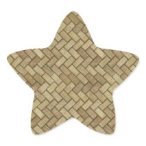 Basketweave Tans Herringbone Star Stickers