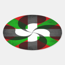 Basque Flag and Cross Oval Stickers