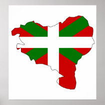 Basque Flag Map full size Posters