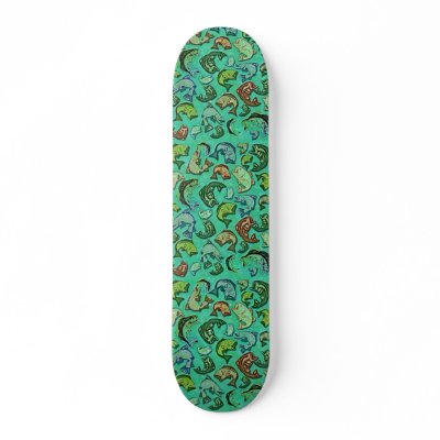 Bass and Trout Fish Skateboard by dgpaulart