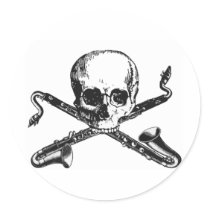 Bass Clarinet Pirate Round Sticker