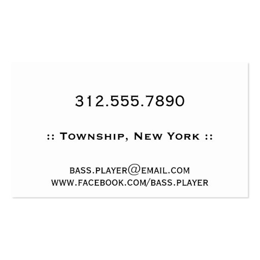 Bass Clef and Strings Blue Business Cards (back side)