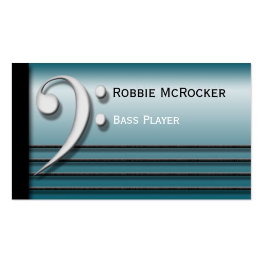 Bass Clef and Strings Blue Business Cards (front side)