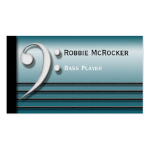 Bass Clef and Strings Blue Business Cards