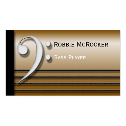 Bass Clef and Strings Gold Business Cards