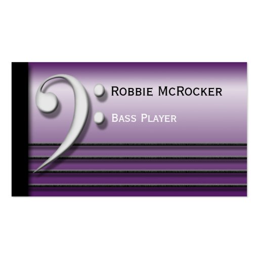 Bass Clef and Strings Purple Business Cards