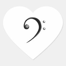 Bass Clef Casual Style Black and White Version Heart Stickers