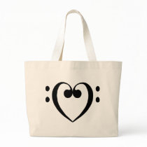 Bass clef heart (black) bags by thevibemerchants Bass clef heart (black) bags