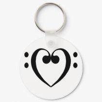 Bass clef heart (black) keychains by thevibemerchants Bass clef heart (black) keychains