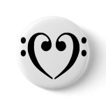 Bass Clef Heart Pinback Button