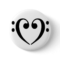 Bass Clef Heart Pinback Button