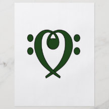 Bass clef heart dark green flyers