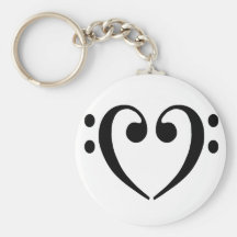 Bass Clef Heart Key Chains