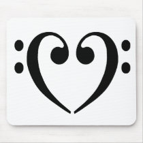 Bass Clef Heart Mouse Pads