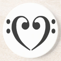Bass Clef Heart Ornament coaster