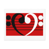 Bass Clef Heart postcards by cloverbelledesigns Bass Clef Heart postcards