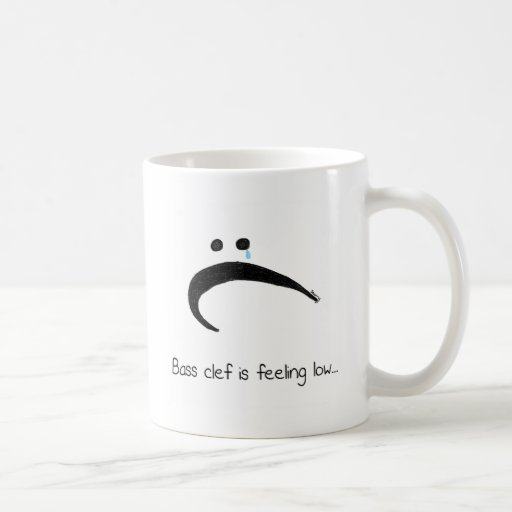 Bass Clef is Feeling Low - Funny Music Cartoon Coffee Mug