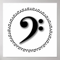 Bass Clef Music Note Design posters