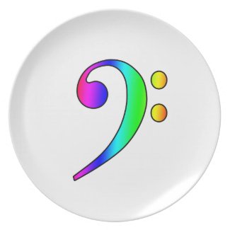 Bass Clef Rainbow Gradient Outline Plate