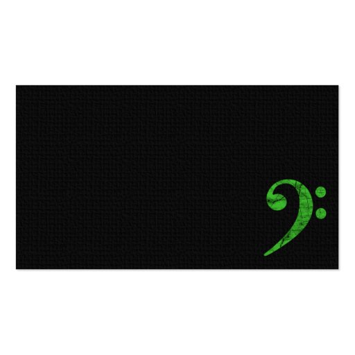 Bass Clef Symbol Green Musician Business Card (front side)