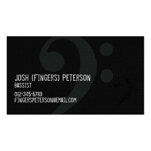 Bass Clef Symbol Grey Musician Business Card (back side)