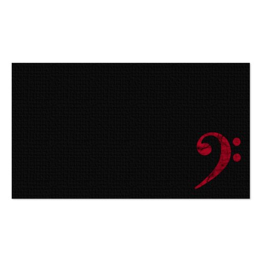Bass Clef Symbol. Red Musician Business Card (front side)