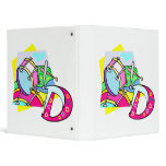 Bass drum and letter D graphic colourful image 3 Ring Binders
