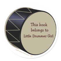 Bass Drum Bookplate Customizable Sticker Template