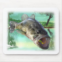 bass fish green mouse pads
