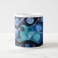 bass guitar blue green planets painting extra large mug