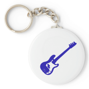 bass guitar slanted blue graphic keychain