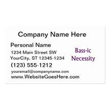 Bass-Ic necessity Purple text Bass Player Design Business Card Templates